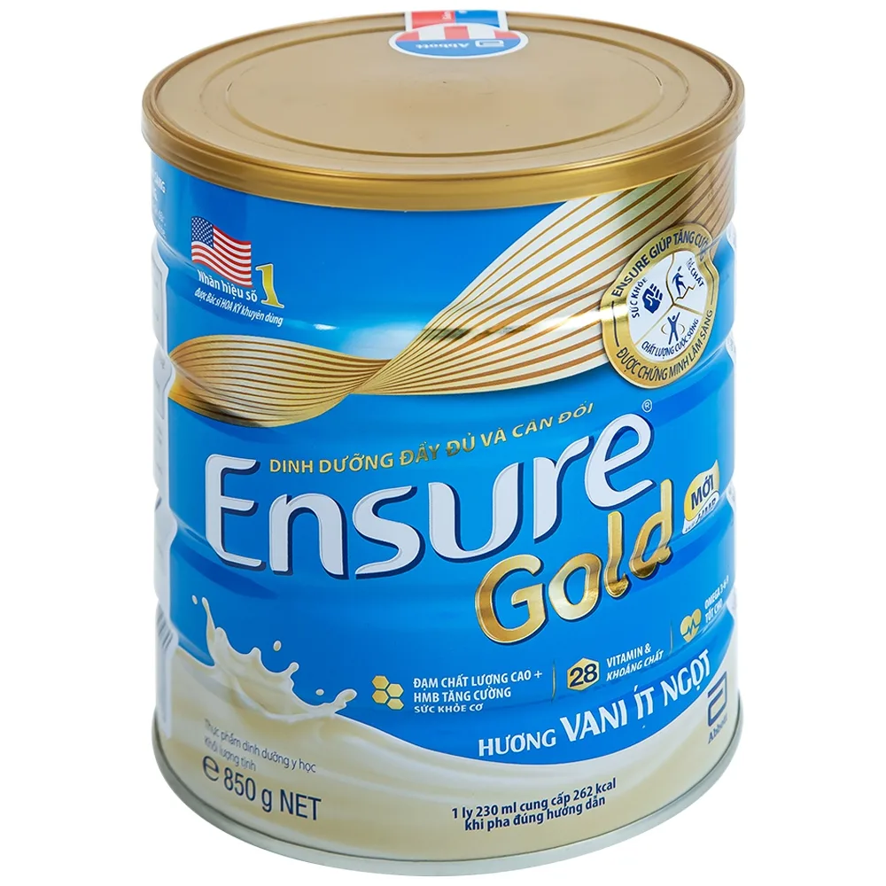 Hình ảnh Sữa Abbott Ensure Gold hương vani ít ngọt bổ sung dinh dưỡng đầy đủ, vitamin (850g)