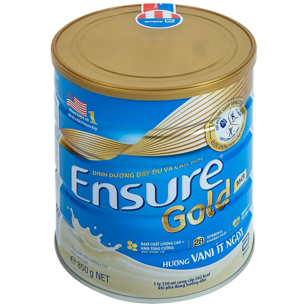 Hình ảnh Sữa Abbott Ensure Gold hương vani ít ngọt bổ sung dinh dưỡng đầy đủ, vitamin (850g)