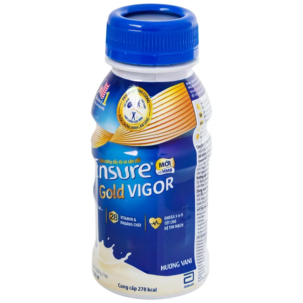 Hình ảnh Sữa Ensure Gold Vigor Abbott hương vani bổ sung dinh dưỡng, vitamin, khoáng chất cho cơ thể (237ml)