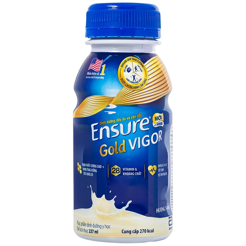 Hình ảnh Sữa Ensure Gold Vigor Abbott hương vani bổ sung dinh dưỡng, vitamin, khoáng chất cho cơ thể (237ml)