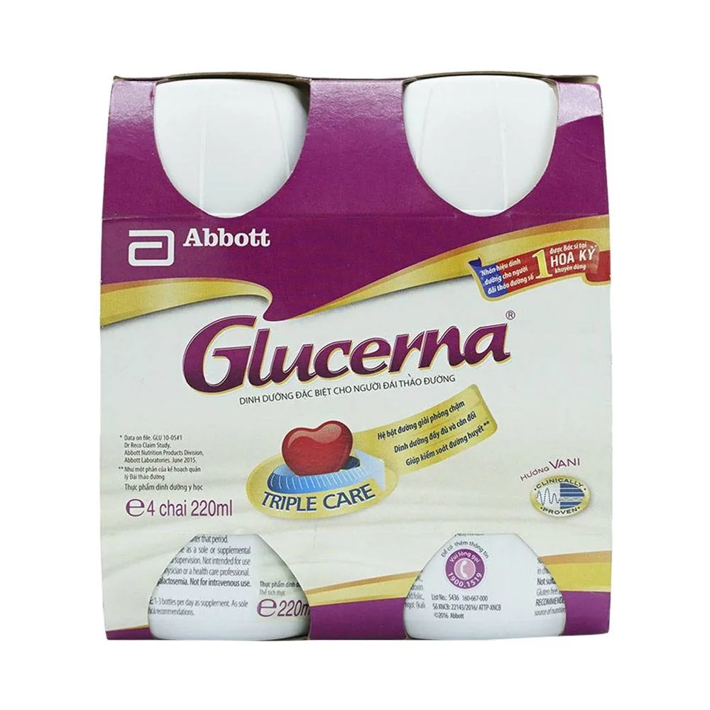 Hình ảnh Sữa Glucerna Abbott hương vani bổ sung dinh dưỡng đặc biệt cho người đái tháo đường (24 chai x 220ml)