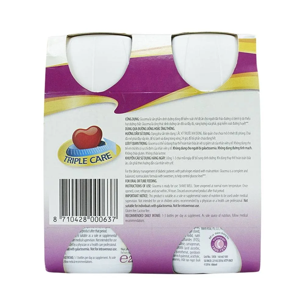 Hình ảnh Sữa Glucerna Abbott hương vani bổ sung dinh dưỡng đặc biệt cho người đái tháo đường (24 chai x 220ml)