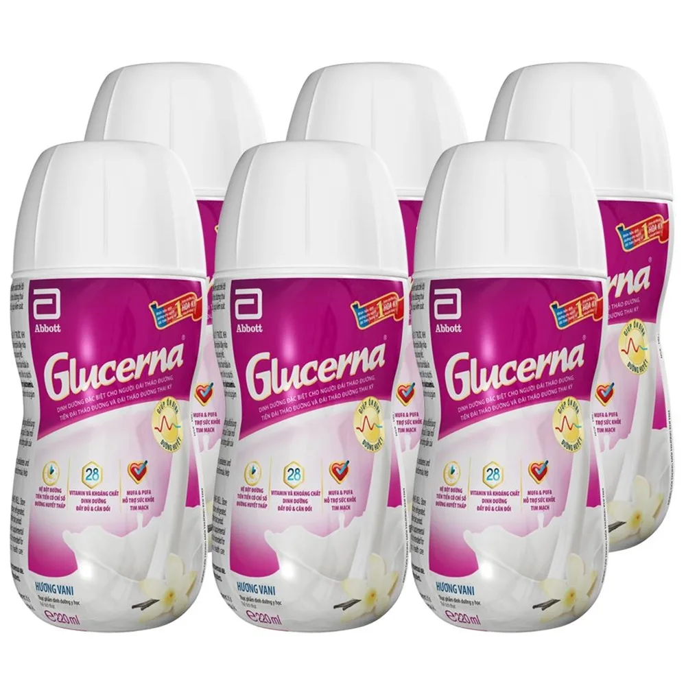 Hình ảnh Sữa Glucerna Abbott hương vani bổ sung dinh dưỡng đặc biệt cho người đái tháo đường (1 lốc x 6 chai)