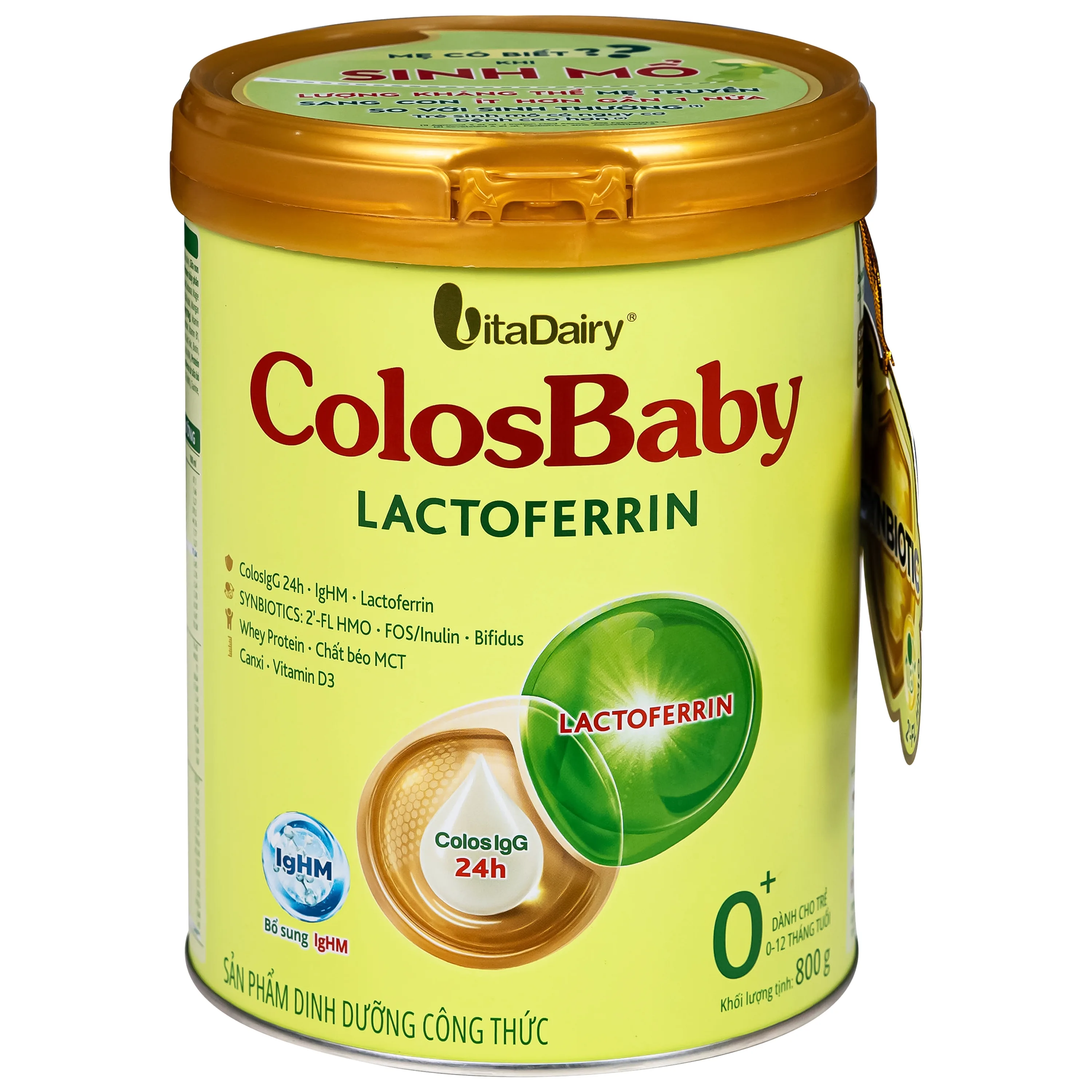 Hình ảnh Sữa hỗ trợ tăng đề kháng cho trẻ 0-12 tháng tuổi Colosbaby Lactoferrin 0+ Vitadairy (800g)