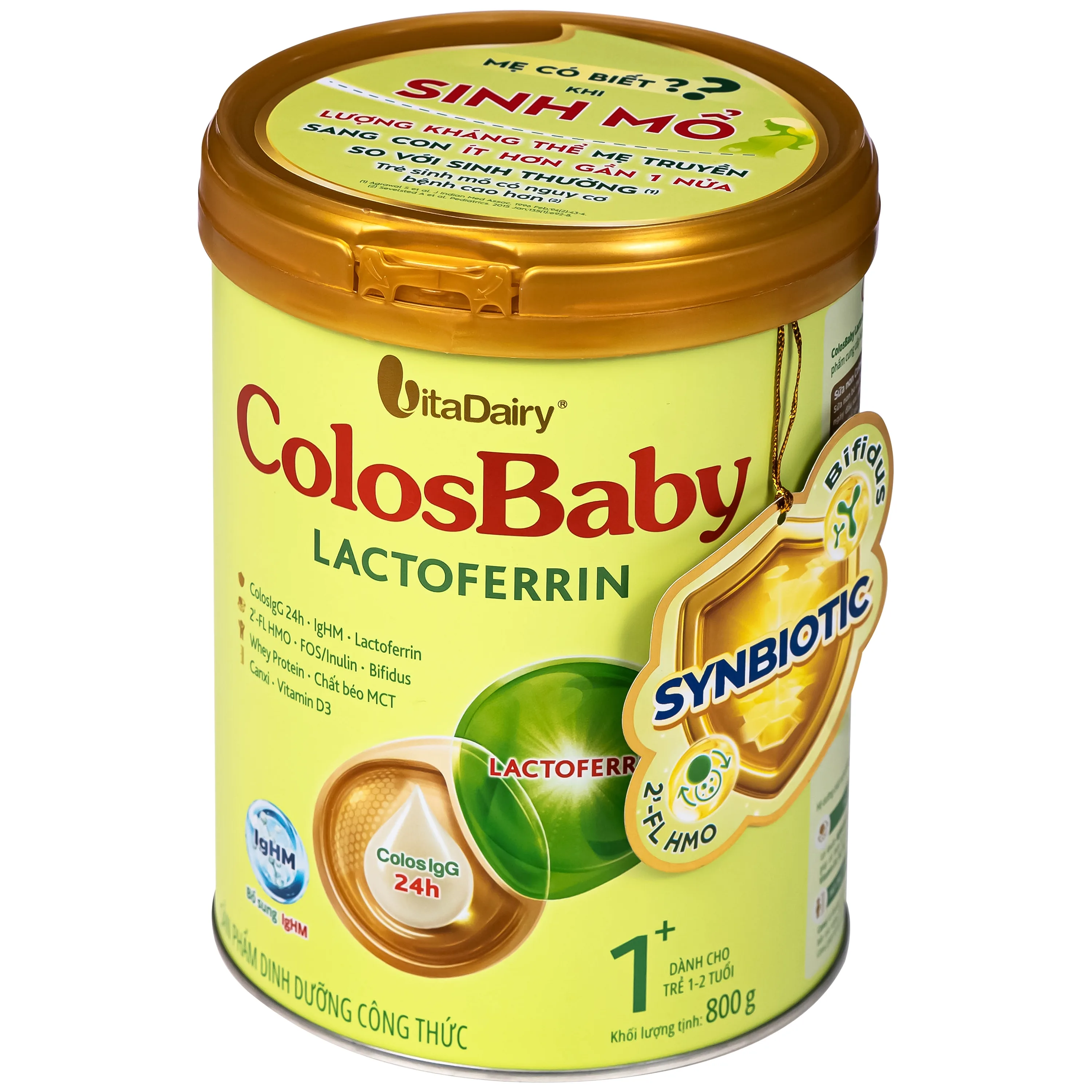 Hình ảnh Sữa hỗ trợ tăng đề kháng cho trẻ 1-2 tuổi Colosbaby Lactoferrin 1+ Vitadairy (800g)