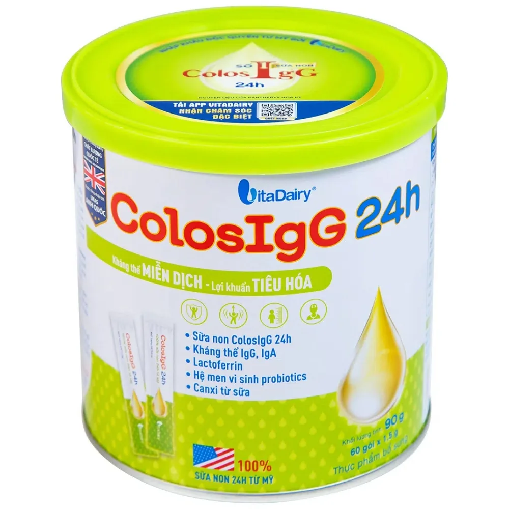 Hình ảnh Sữa ColosIgG 24h Vitadairy hỗ trợ tăng cường miễn dịch và tiêu hóa (60 gói x 1.5g)