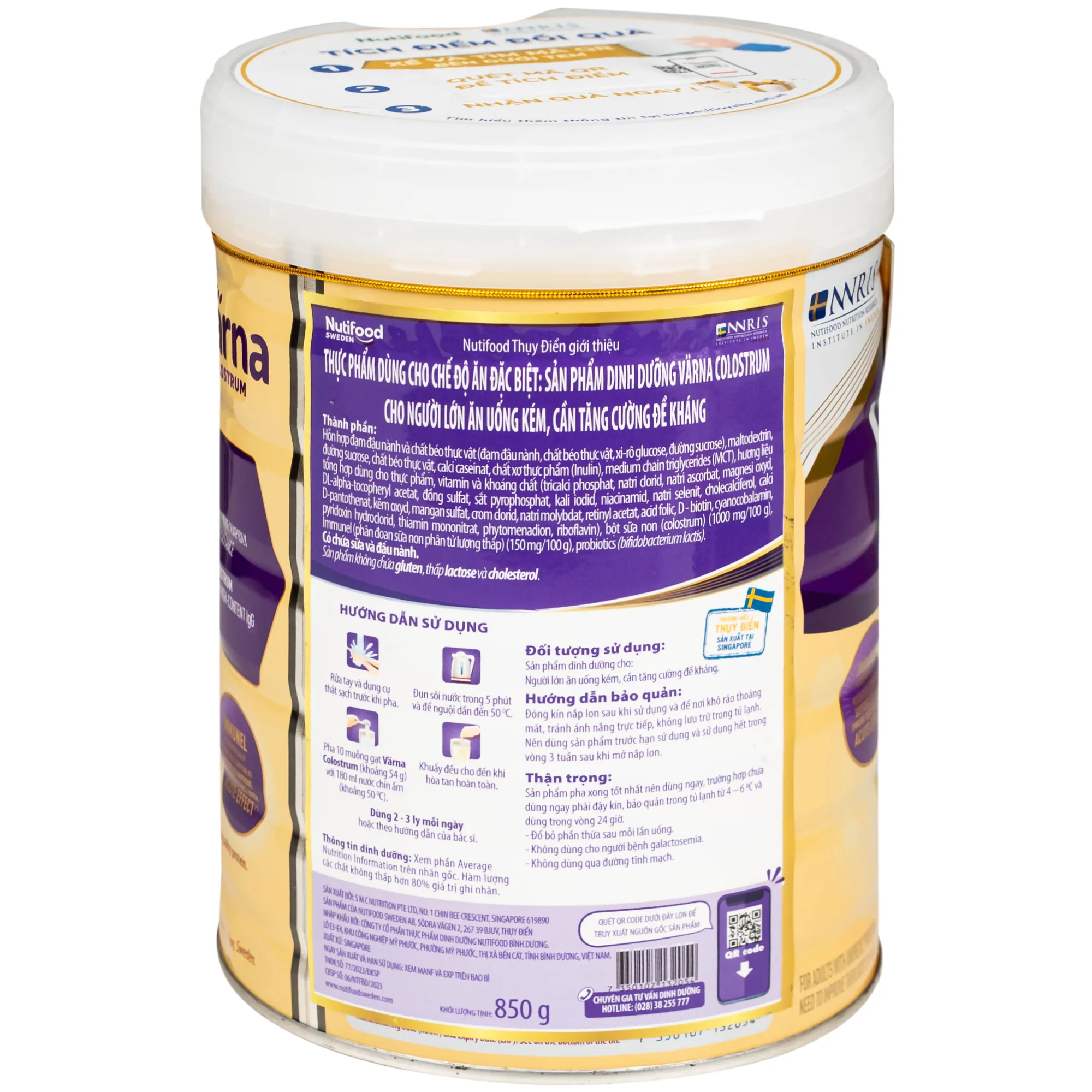 Hình ảnh Sữa hỗ trợ tăng đề kháng Nutifood Varna Colostrum (850g)