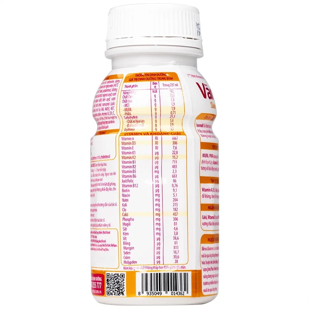 Hình ảnh Sữa Nutifood Varna Diabetes 237ml Nutifood ổn định đường huyết, tốt cho tim mạch (24 chai)