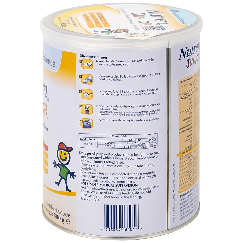Hình ảnh Sữa bột Nutren Junior 800g Nestlé bổ sung hoặc thay thế bữa ăn hàng ngày cho trẻ suy dinh dưỡng 