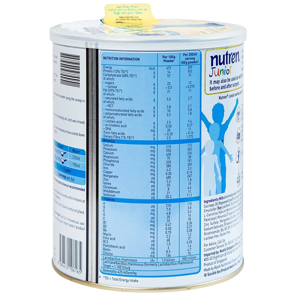 Hình ảnh Sữa bột Nutren Junior Nestlé hỗ trợ hệ tiêu hóa cho trẻ từ 1 đến 12 tuổi (850g)