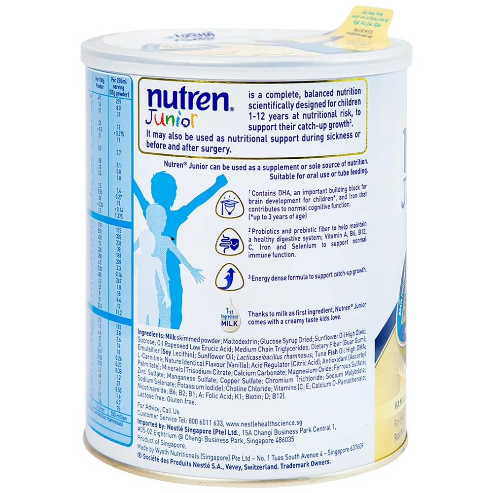 Hình ảnh Sữa bột Nutren Junior Nestlé hỗ trợ hệ tiêu hóa cho trẻ từ 1 đến 12 tuổi (850g)