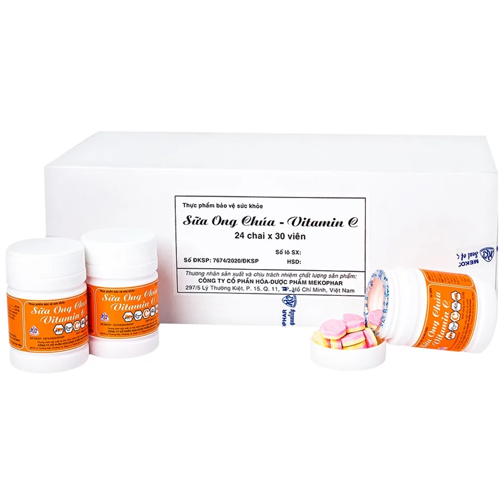 Hình ảnh Viên ngậm Sữa Ong Chúa Vitamin C Mekophar bổ sung vitamin C cho cơ thể (24 hộp lẻ x 30 viên)