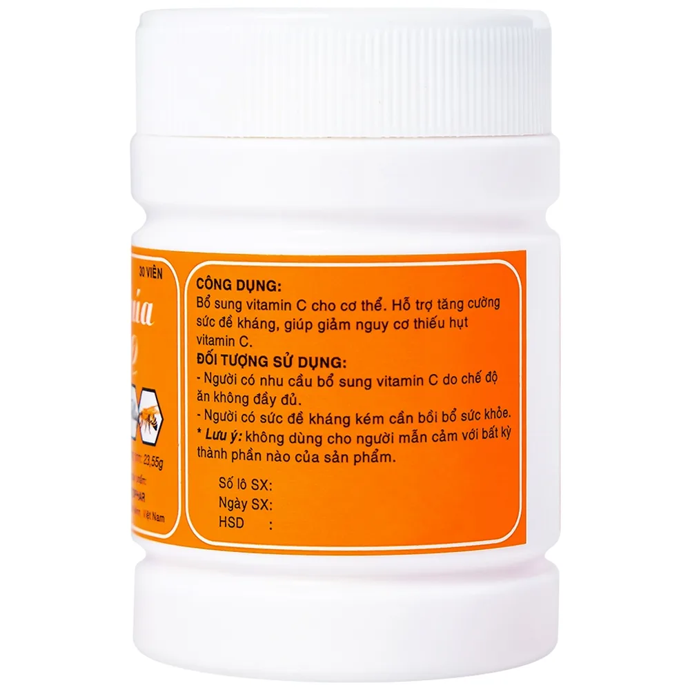 Hình ảnh Viên ngậm Sữa Ong Chúa Vitamin C Mekophar bổ sung vitamin C cho cơ thể (24 hộp lẻ x 30 viên)