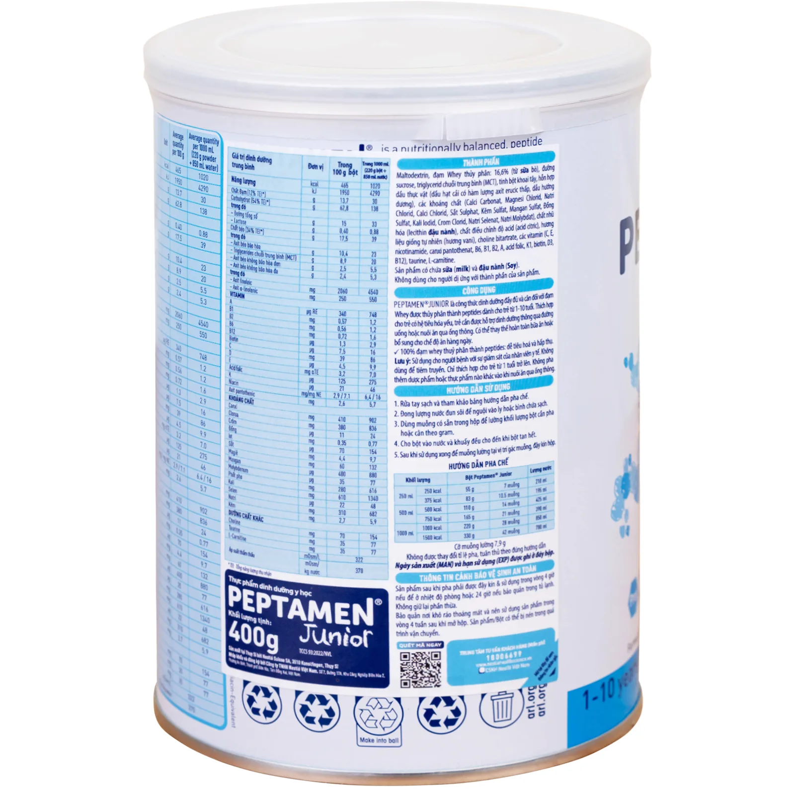 Hình ảnh Sữa Peptamen Junior Nestlé bổ sung dinh dưỡng chuyên biệt cho bệnh nhi suy yếu trên 1 tuổi (400g)
