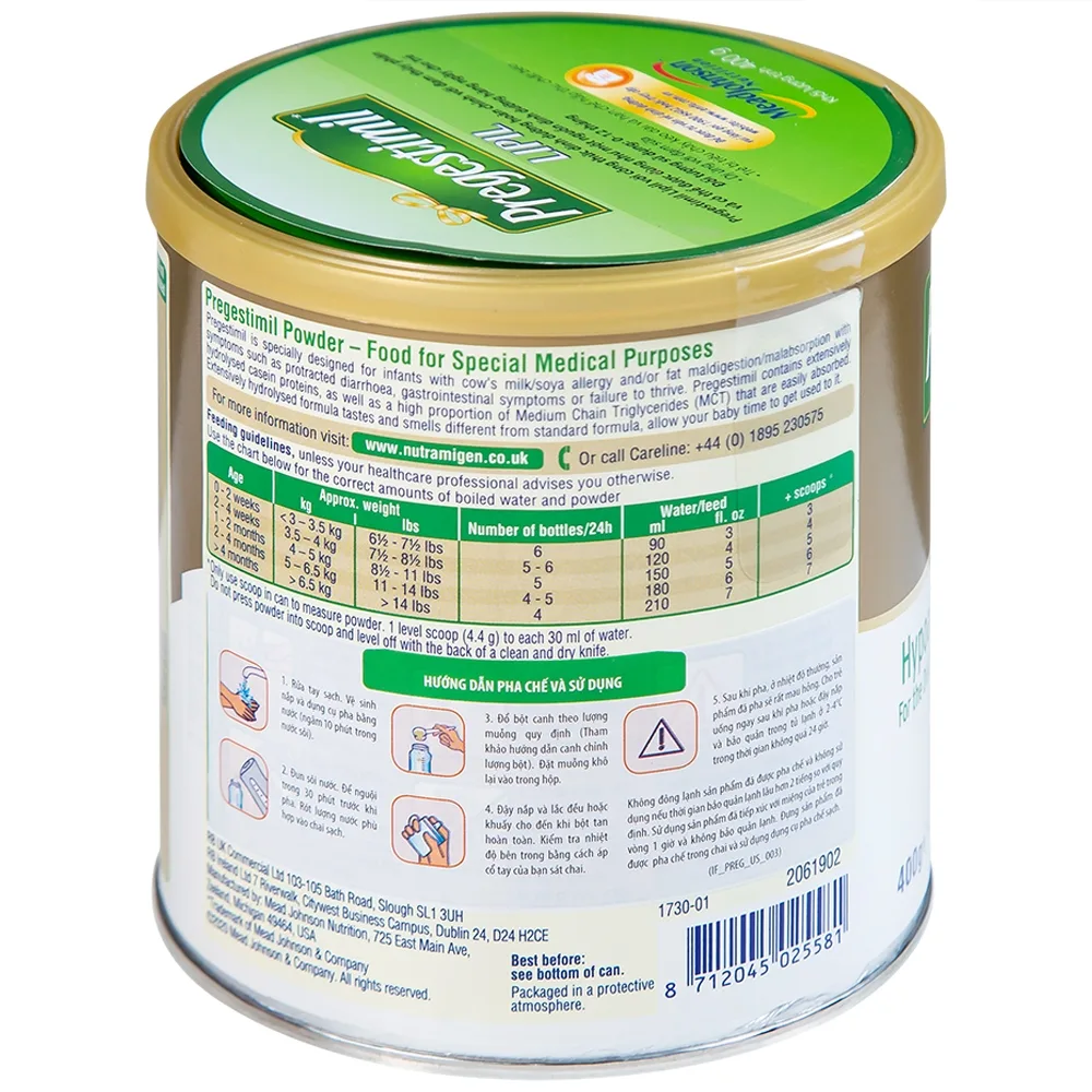 Hình ảnh Sữa Pregestimil Lipil Mead Johnson bổ sung dinh dưỡng hàng ngày cho trẻ (400g)