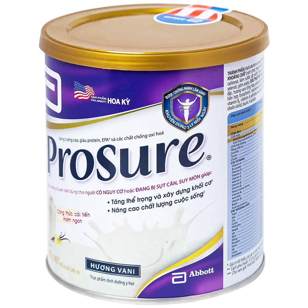 Hình ảnh Sữa Prosure Abbott hương vani bổ sung dinh dưỡng chuyên biệt cho người đang sụt cân (380g)