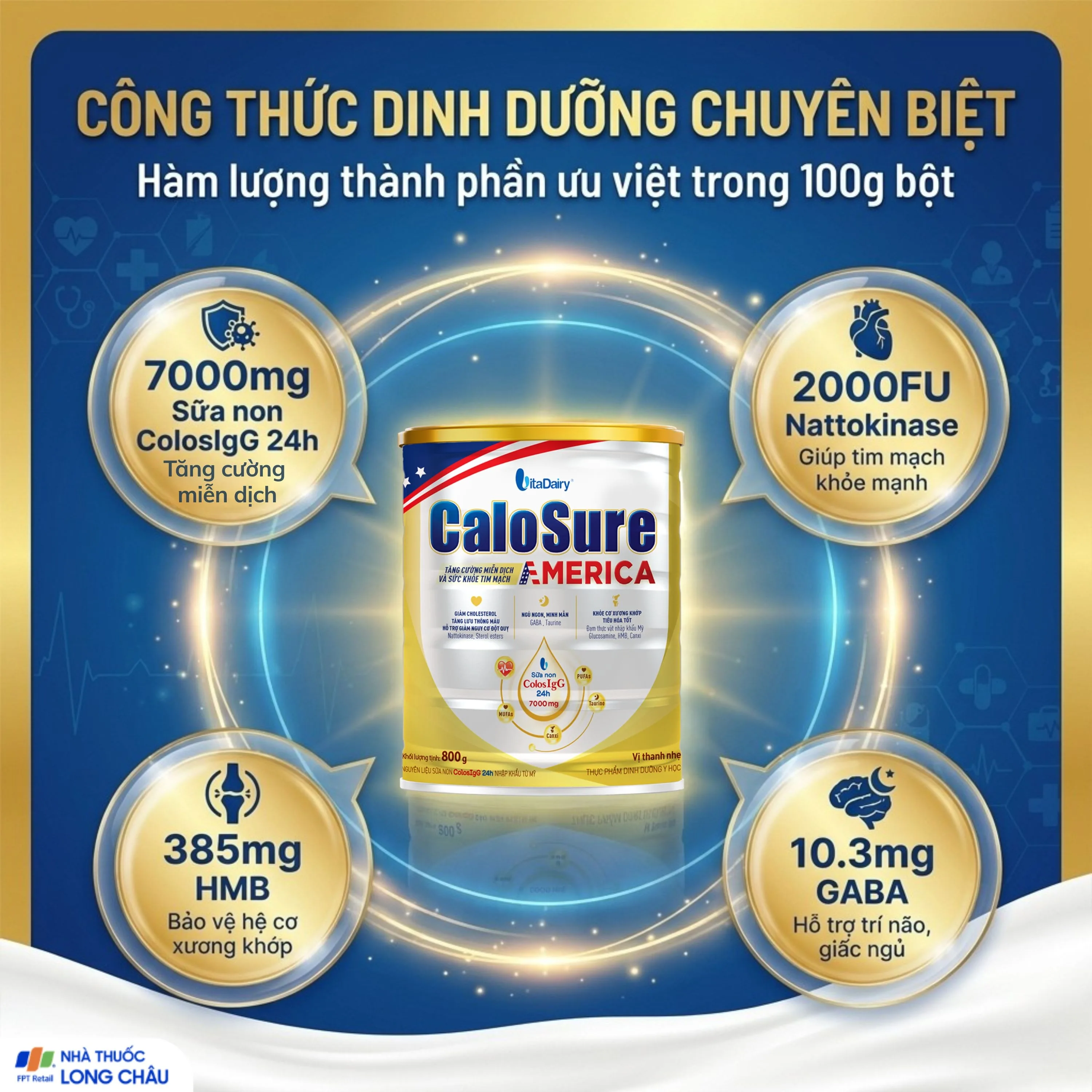 Hình ảnh Sữa hỗ trợ tăng cường miễn dịch và sức khoẻ tim mạch Vitadairy CaloSure America 800G