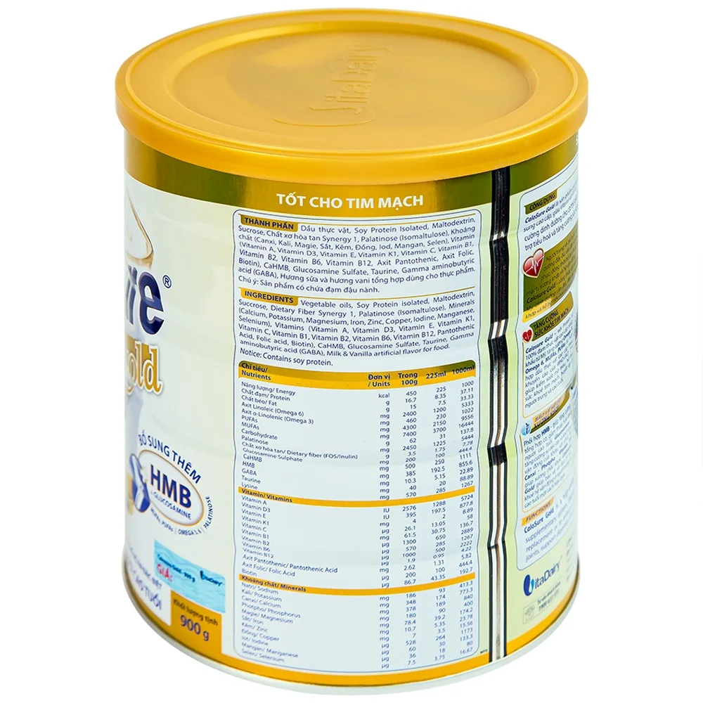 Hình ảnh Sữa bột CaloSure gold Vitadairy ít đường, tăng cường sức khỏe tim mạch, hồi phục sức khỏe (900g)
