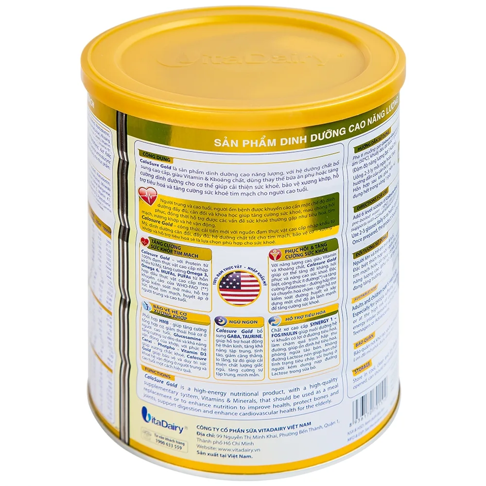 Hình ảnh Sữa bột CaloSure gold Vitadairy ít đường, tăng cường sức khỏe tim mạch, hồi phục sức khỏe (900g)