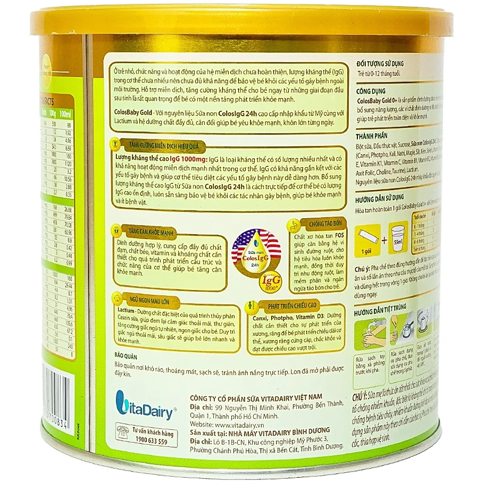 Hình ảnh Sữa non ColosBaby Gold VitaDairy bổ sung kháng thể IgG tự nhiên (35 gói x 9.6g)