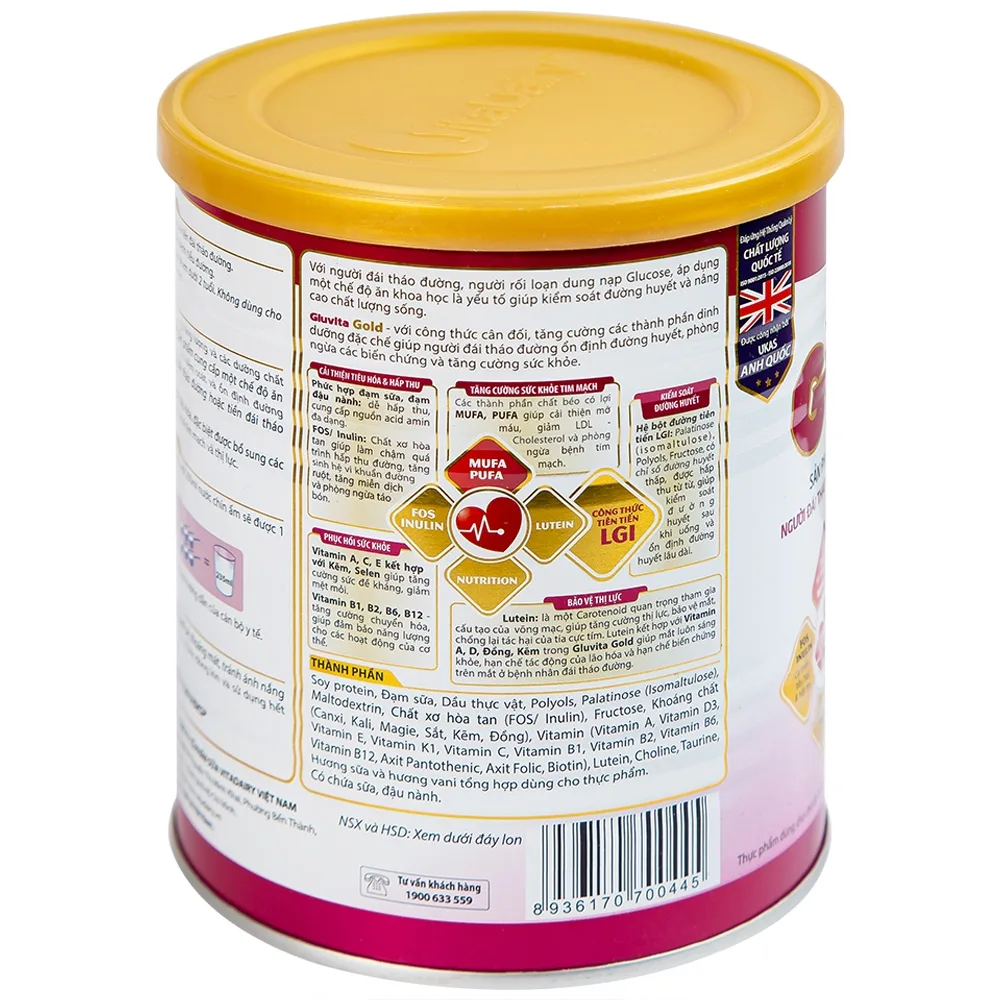Hình ảnh Sữa bột Gluvita Gold Vitadairy bổ sung dinh dưỡng cho người đái tháo đường, tiền đái tháo đường (400g)