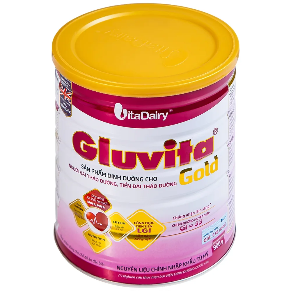 Hình ảnh Sữa bột Gluvita Gold Vitadairy bổ sung dinh dưỡng cho người đái tháo đường, tiền đái tháo đường (900g)
