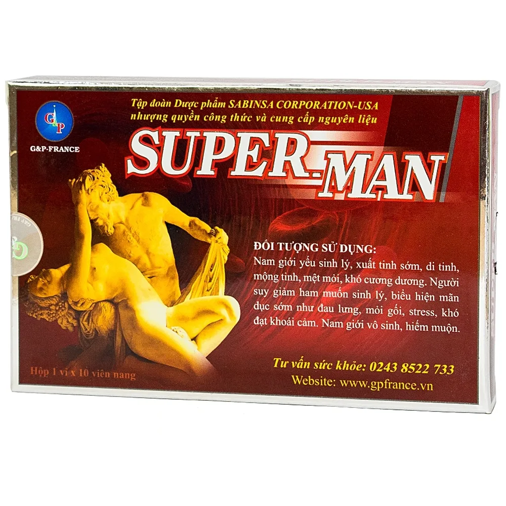 Hình ảnh Viên uống Super Man G&P France bổ thận, tráng dương, tăng cường sinh lý ở nam giới (1 vỉ x 10 viên)