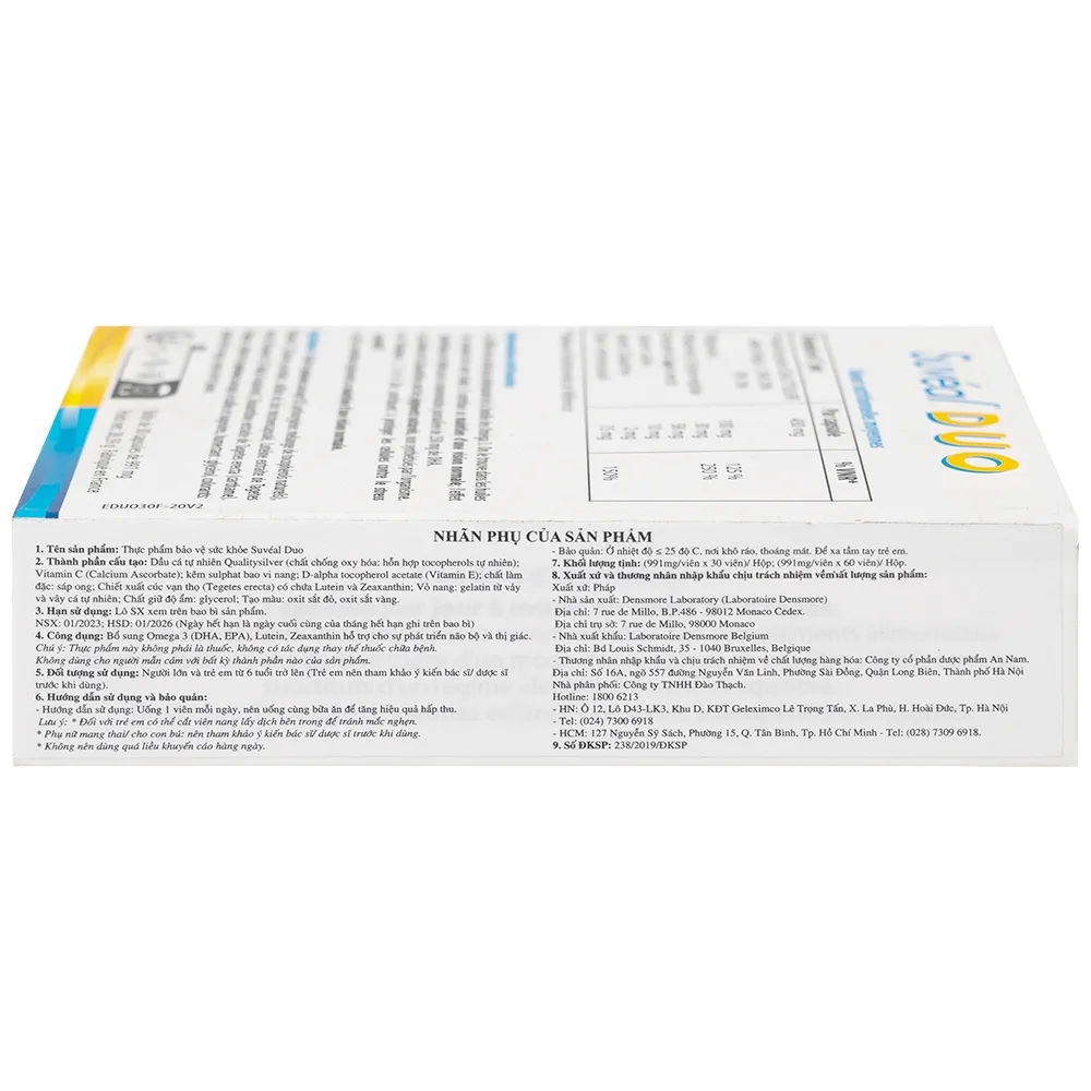 Hình ảnh Viên uống Suvéal Duo Densmore Laboratoire bổ sung Omega 3, hỗ trợ cho sự phát triển não bộ và thị giác (2 vỉ x 15 viên)