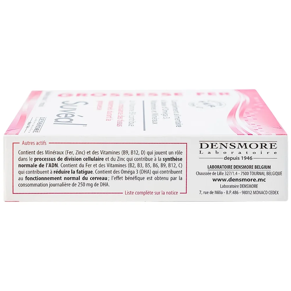 Hình ảnh Viên uống Suvéal Grossesse Fer Densmore bổ sung Omega 3, DHA, Vitamin, khoáng chất (2 vỉ x 15 viên)