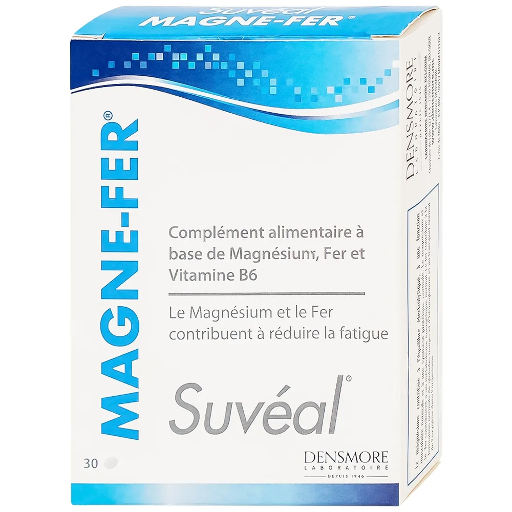 Hình ảnh Thực phẩm bảo vệ sức khỏe Magne-Fer Suvéal Densmore bổ sung magie, vitamin B6 và sắt cho cơ thể (2 vỉ x 15 viên x 37g)