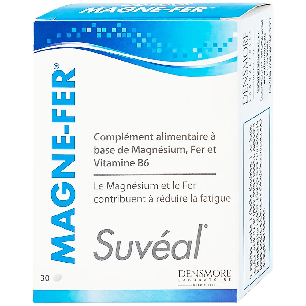 Hình ảnh Viên uống Suvéal Magne-Fer Densmore bổ sung magie, vitamin B6 và sắt cho cơ thể (3 vỉ x 10 viên x 37g)