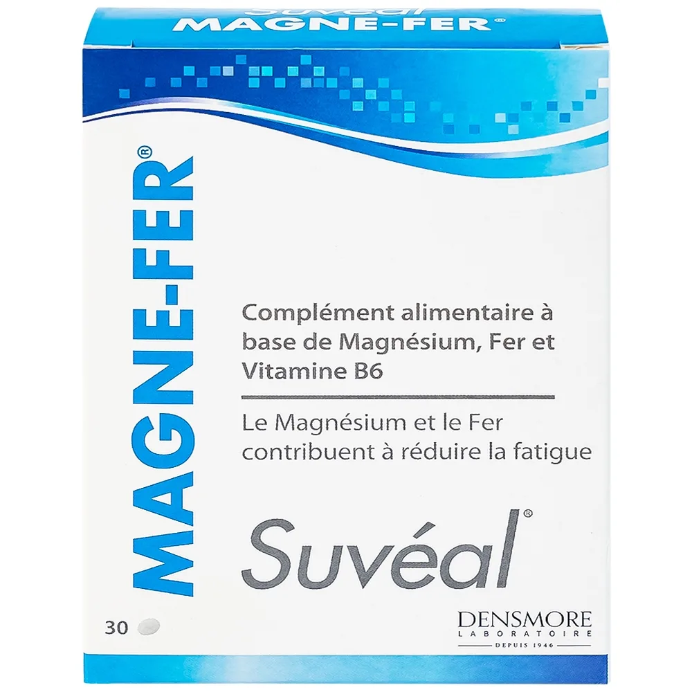 Hình ảnh Viên uống Suvéal Magne-Fer Densmore bổ sung magie, vitamin B6 và sắt cho cơ thể (3 vỉ x 10 viên x 37g)