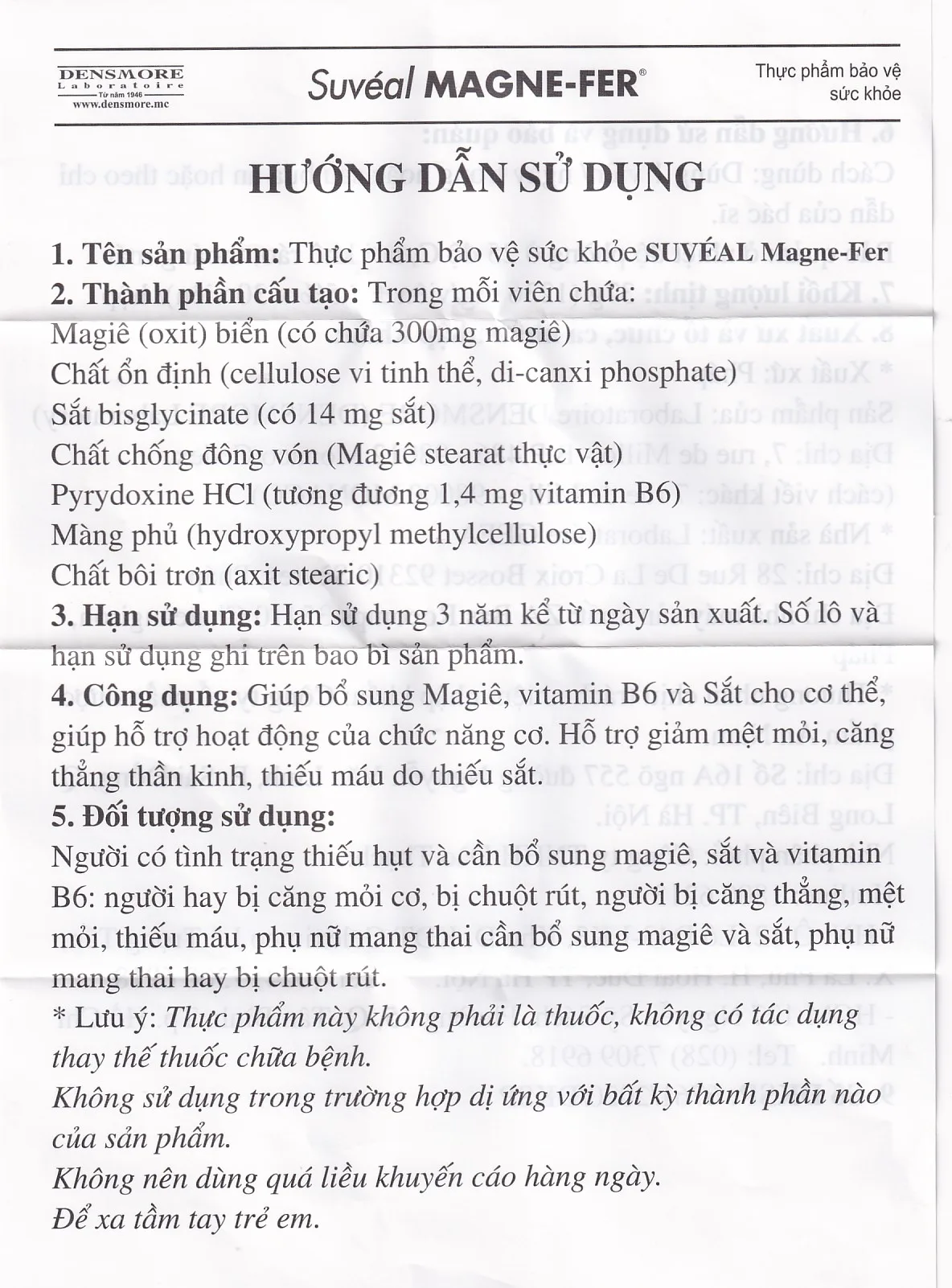 Hình ảnh Viên uống Suvéal Magne-Fer Densmore bổ sung magie, vitamin B6 và sắt cho cơ thể (3 vỉ x 10 viên x 37g)