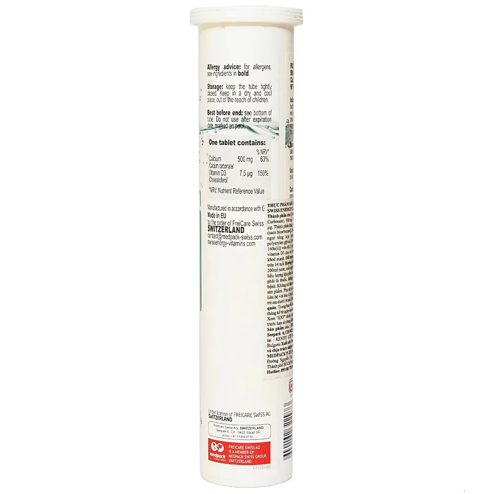 Hình ảnh Viên sủi Calcium Ca + Vitamin D3 Swiss Energy hỗ trợ xương và răng phát triển khỏe mạnh (20 viên)