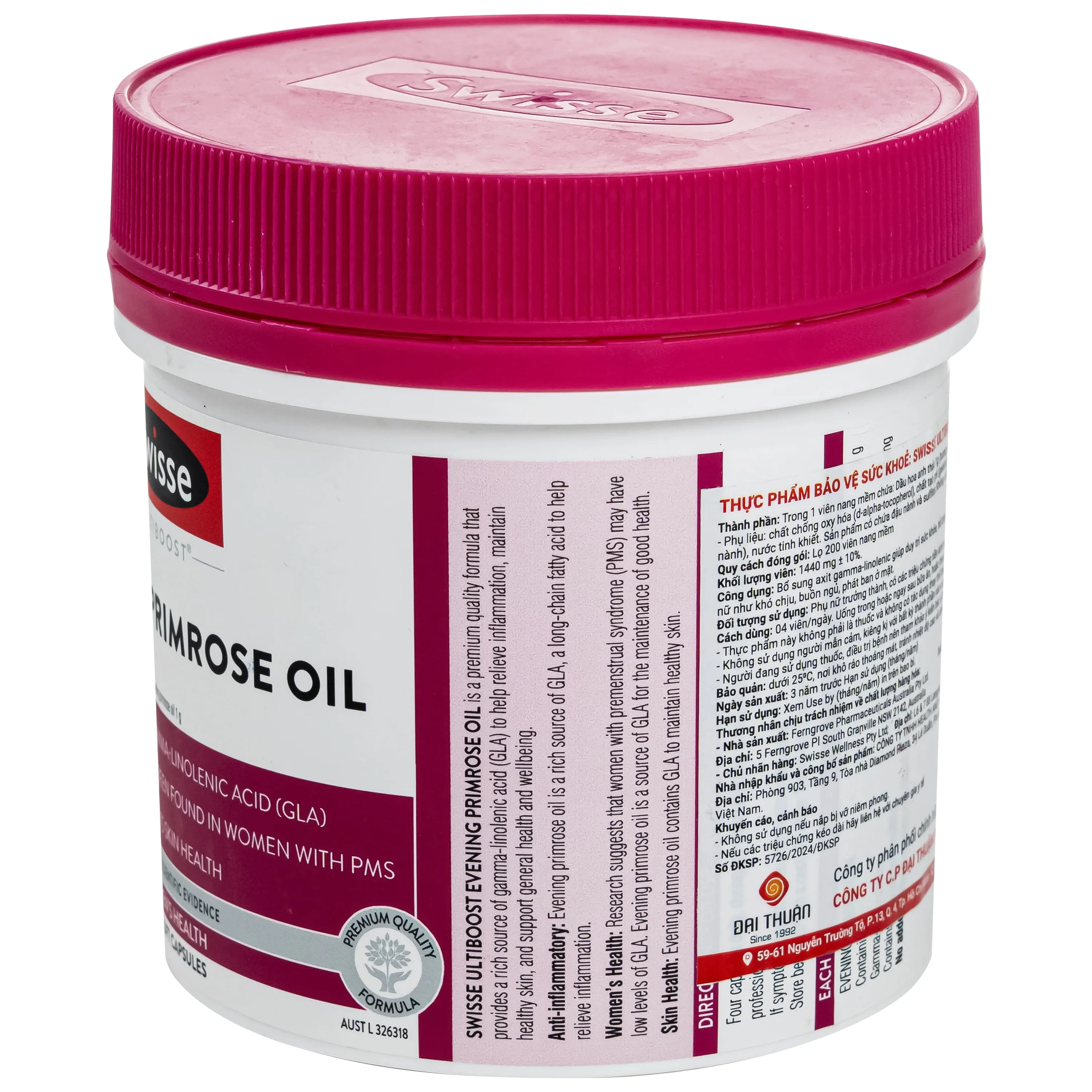 Hình ảnh Viên uống hỗ trợ giảm triệu chứng tiền kinh nguyệt Evening Primrose Oil Swisse (200 viên)