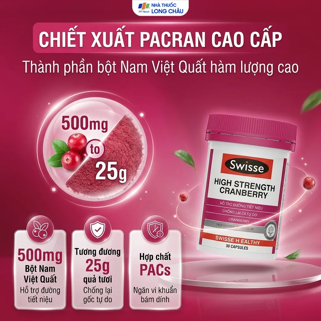 Hình ảnh Viên uống hỗ trợ sức khỏe đường tiết niệu High Strength Cranberry Swisse (30 viên)