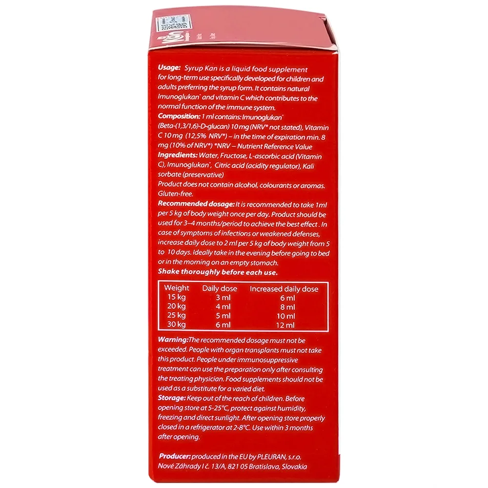 Hình ảnh Syrup Kan Imunoglukan P4H Pleuran hỗ trợ tăng cường đề kháng ở trẻ em (120ml)