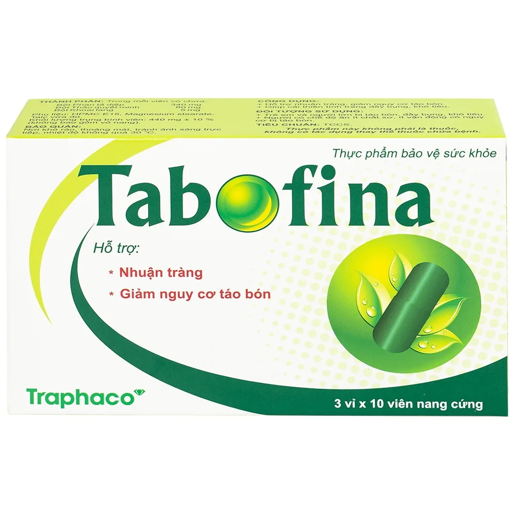 Hình ảnh Viên uống Tabofina Traphaco hỗ trợ nhuận tràng, giảm nguy cơ táo bón (3 vỉ x 10 viên)