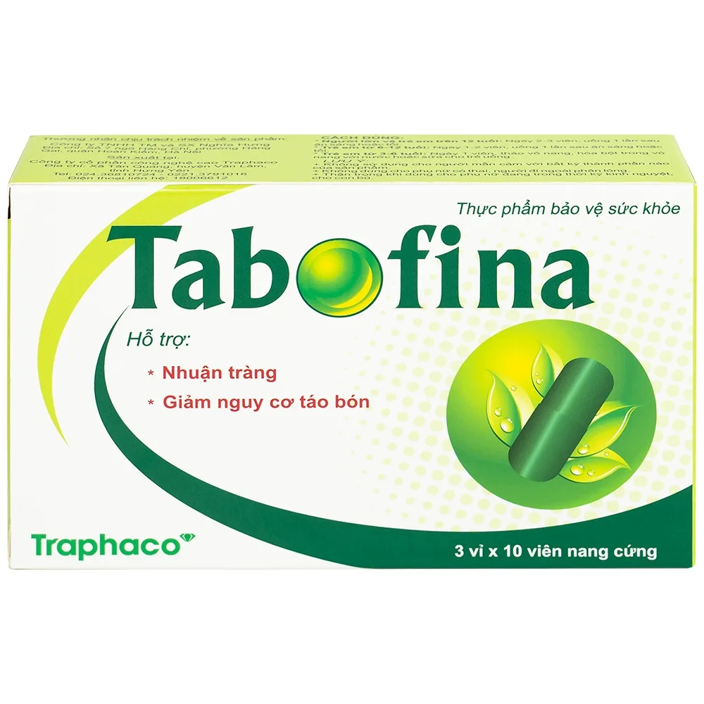 Hình ảnh Viên uống Tabofina Traphaco hỗ trợ nhuận tràng, giảm nguy cơ táo bón (3 vỉ x 10 viên)