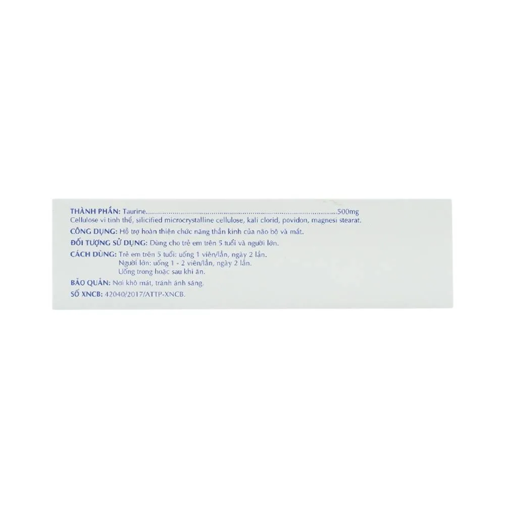 Hình ảnh Viên uống Taurine Vita 500mg OPC hỗ trợ hoàn thiện chức năng thần kinh của não và mắt (30 viên)