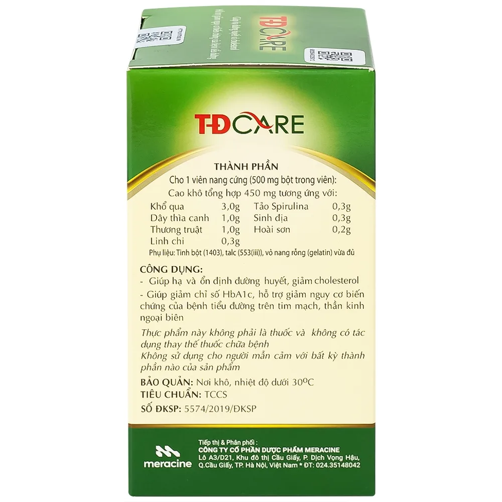 Hình ảnh Viên uống TĐCare Meracine giúp hạ đường huyết và cholesterol (60 viên) 
