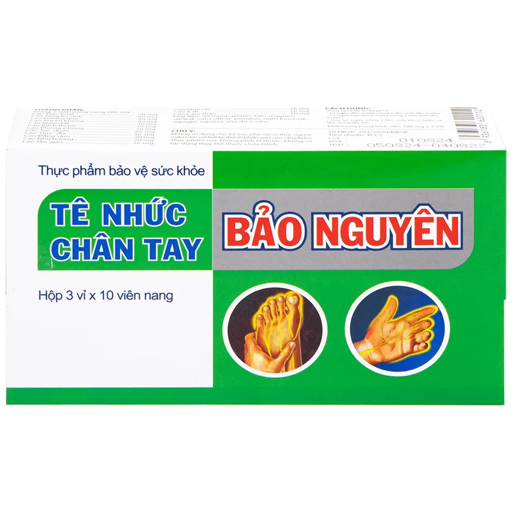 Hình ảnh Viên uống Tê Nhức Chân Tay Bảo Nguyên tăng cường lưu thông khí huyết (3 vỉ x 10 viên)
