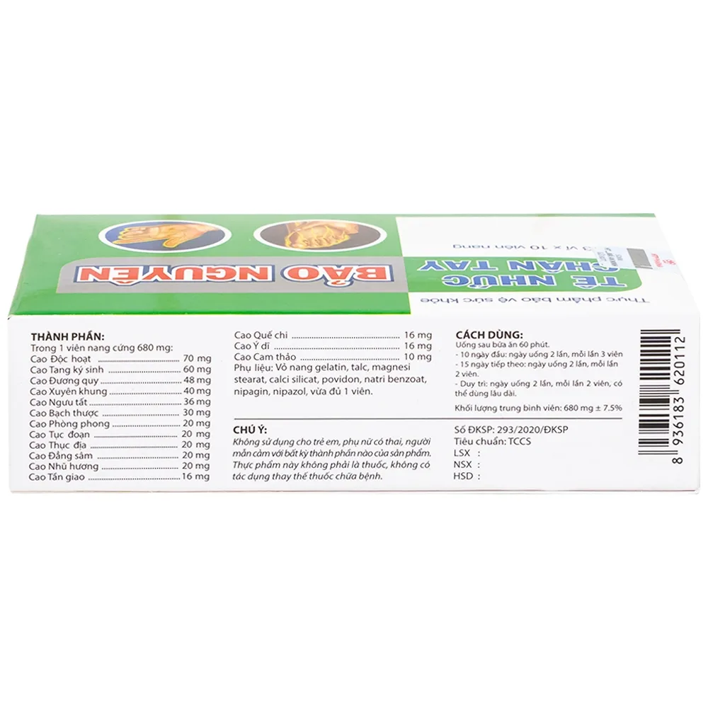 Hình ảnh Viên uống Tê Nhức Chân Tay Bảo Nguyên tăng cường lưu thông khí huyết (3 vỉ x 10 viên)