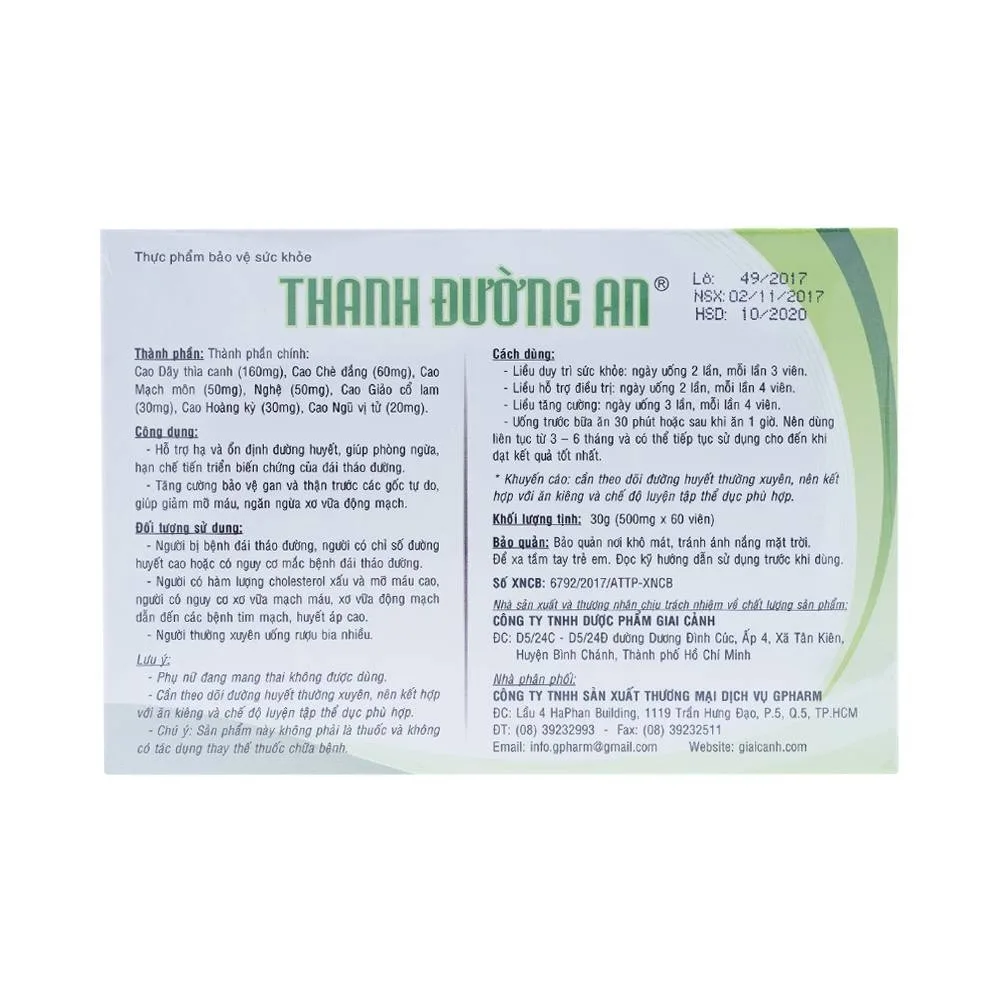 Hình ảnh Viên uống Thanh Đường An Gpharm hỗ trợ hạ và ổn định đường huyết (60 viên)