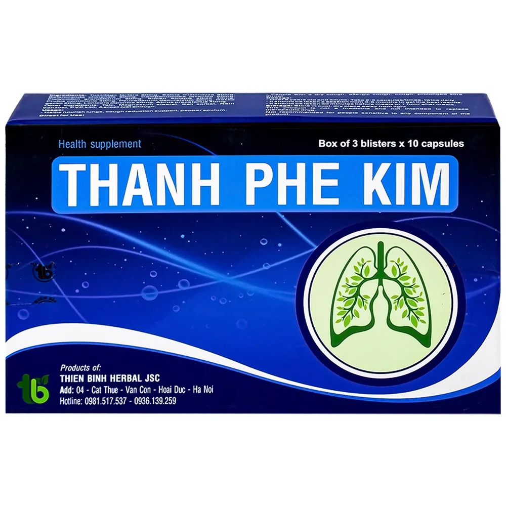 Hình ảnh Viên uống Thanh Phế Kim Thiên Bình giúp bổ phế, hỗ trợ giảm ho, tiêu đờm (3 vỉ x 10 viên)