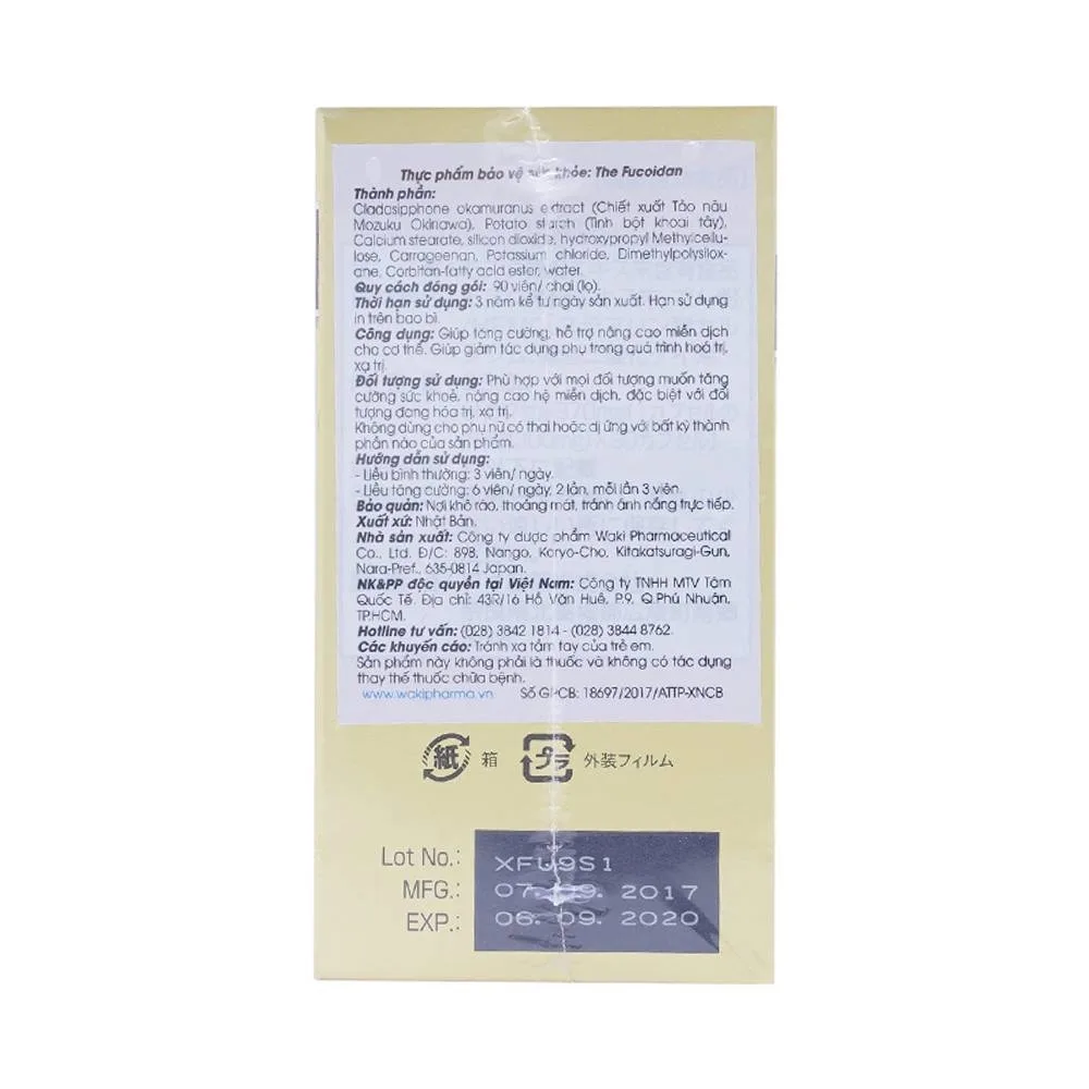 Hình ảnh Viên uống The Fucoidan Waki giúp tăng cường, hỗ trợ nâng cao miễn dịch cho cơ thể (90 viên)
