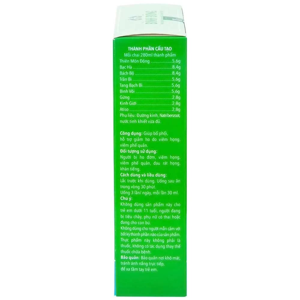 Hình ảnh Dung dịch Thiên Môn Bổ Phổi Bình Đông giúp giảm ho, bổ phổi (280ml)