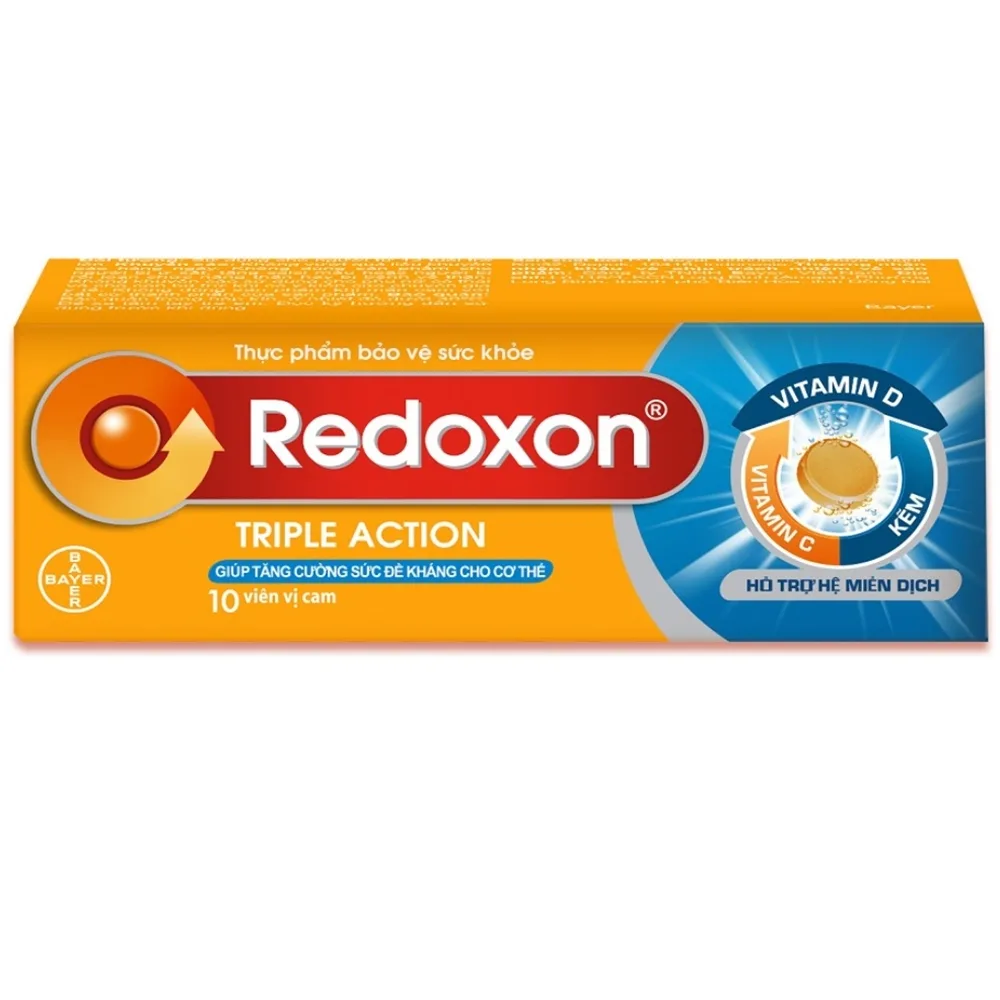 Hình ảnh Viên sủi Redoxon Triple Action Bayer bổ sung vitamin C, D và kẽm giúp nâng cao sức đề kháng (10 viên)