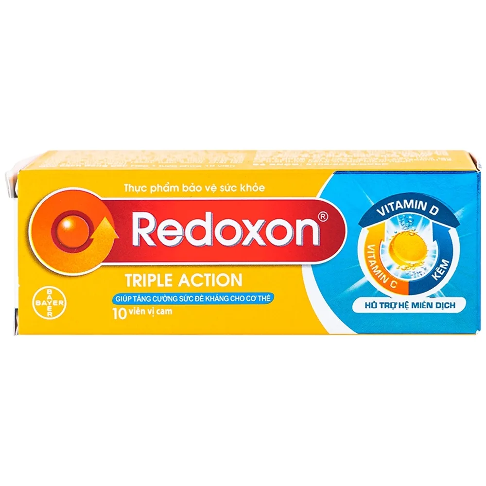Hình ảnh Viên sủi Redoxon Triple Action Bayer bổ sung vitamin C, D và kẽm giúp nâng cao sức đề kháng (10 viên)