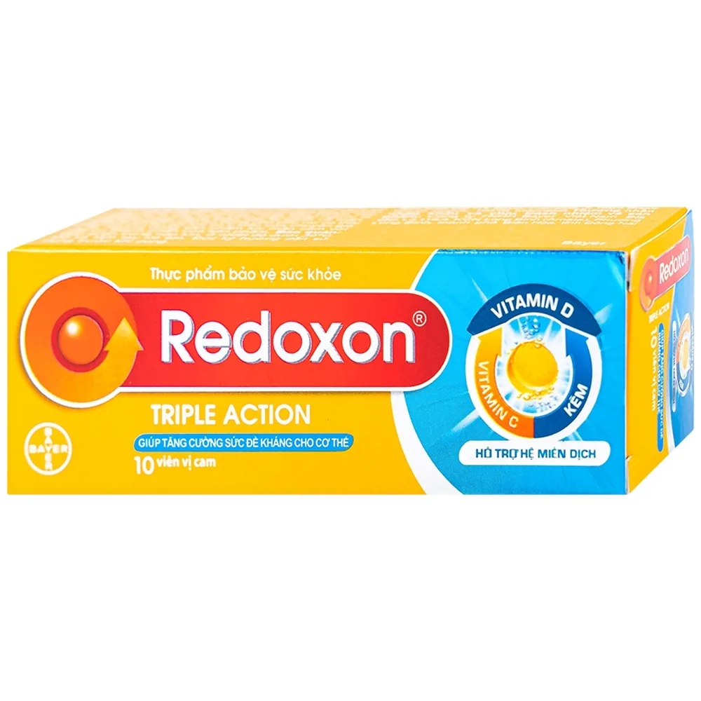 Hình ảnh Viên sủi Redoxon Triple Action Bayer bổ sung vitamin C, D và kẽm giúp nâng cao sức đề kháng (10 viên)